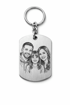 Porte - clé personnalisé Famille avec photo et texte gravé – Bijou personnalisé souvenir - BIJOUX SIGNATURE