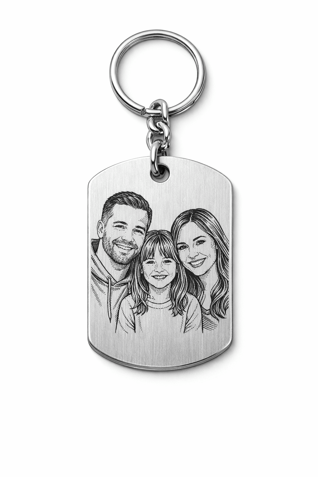 Porte - clé personnalisé Famille avec photo et texte gravé – Bijou personnalisé souvenir - BIJOUX SIGNATURE
